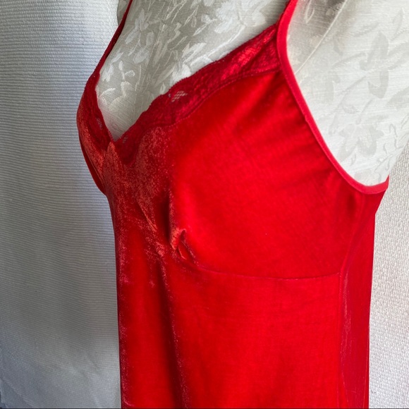 Vintage 90s M/L Velvet Babydoll Slip Dress Red - Picture 4 of 8